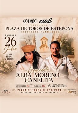 La Plaza de Toros de Estepona reunirá a Alba Moreno y Canelita en una gran noche de arte y compás