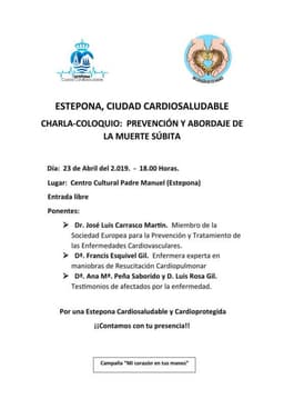El Ayuntamiento celebrará mañana la jornada ‘Mi corazón en tus manos’ para combatir la muerte súbita