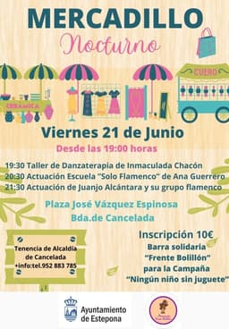 El Ayuntamiento organiza un Mercadillo Nocturno Solidario en Cancelada para la Asociación Frente Bolillón