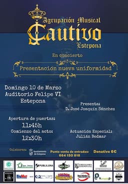La Agrupación Musical Jesús Cautivo de Estepona ofrecerá un concierto en el Auditorio Felipe VI para presentar su nueva uniformidad