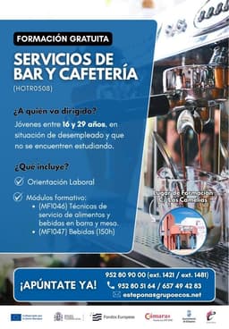 El Ayuntamiento celebra el primero de los cursos gratuitos de formación para jóvenes especializado en Servicio de Bar y Cafetería