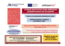 El Ayuntamiento y la Diputación abren el plazo de inscripción de dos nuevos itinerarios formativos para facilitar la inserción laboral