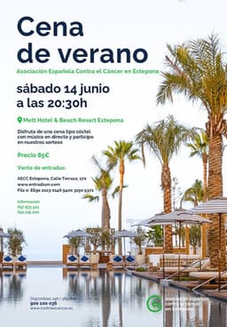 El Ayuntamiento presenta la primera cena solidaria de la Asociación Española Contra el Cáncer en Estepona