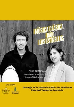 Concierto ‘Música clásica bajo las estrellas’ en Cancelada, a cargo del dúo de cuerdas ‘ArtNova’