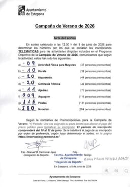 Más de un millar personas se preinscriben en las Actividades Deportivas del Verano 2026