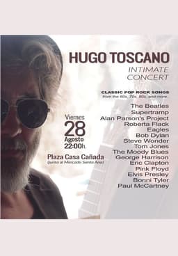 Concierto íntimo de Hugo Toscano, ex guitarrista de ‘Elefantes’, en Plaza Casa Cañada, junto al Mercado Santa Ana