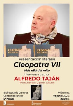 El escritor Alfredo Taján presenta mañana en el Mirador del Carmen su ensayo ‘Cleopatra VII. Más allá del mito’ 