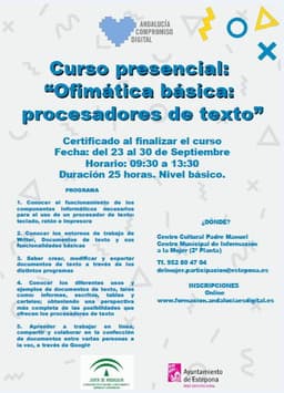 El Ayuntamiento abre el plazo de inscripción del curso “Ofimática Básica: procesadores de texto” del programa Andalucía Compromiso Digital