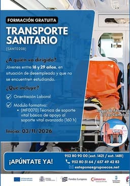 Abierto el plazo de inscripción para el curso formativo gratuito de técnico de transporte sanitario dirigido a jóvenes